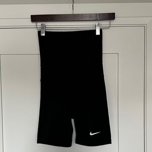 Nike Black High-Rise Bike Shorts with White Swoosh